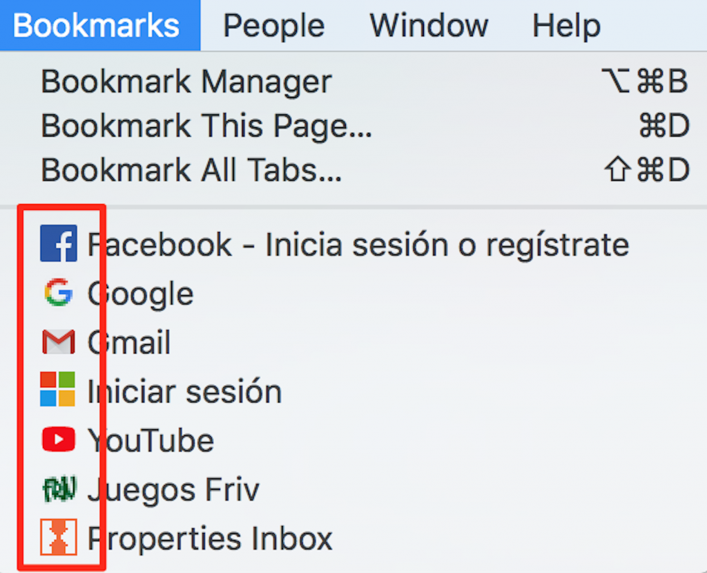 Favicon in bookmark dropdown menu